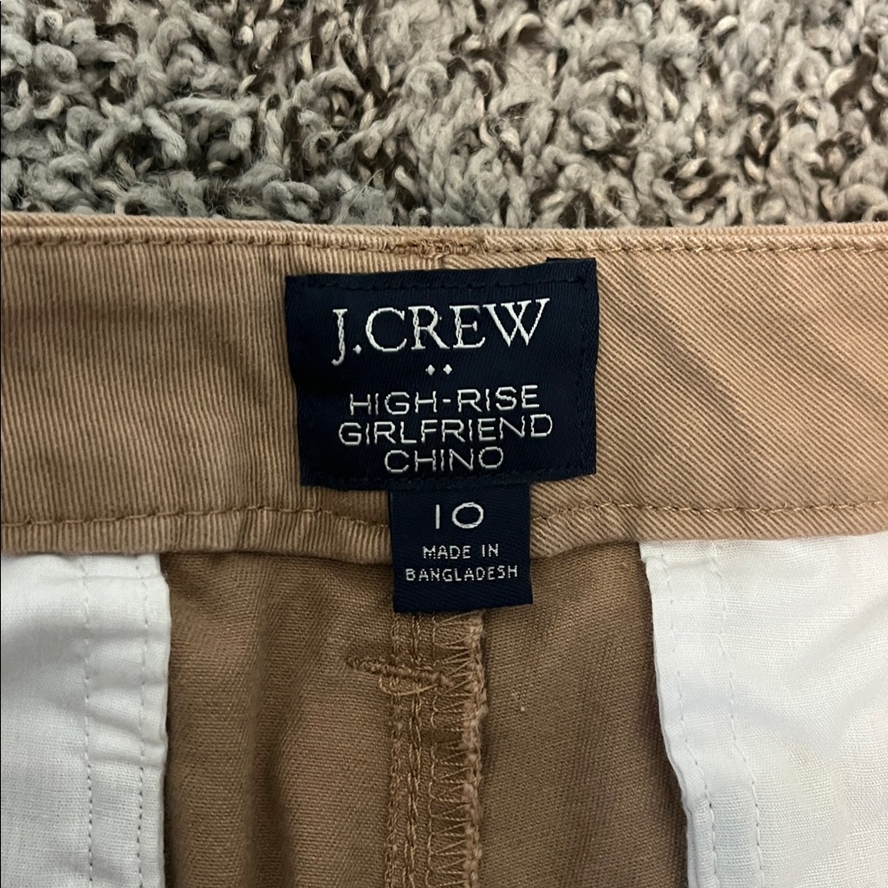 J. Crew High Rise Girlfriend Chino Pant in Camel (Dark Khaki Tan) Women's 10 - Picture 6 of 9